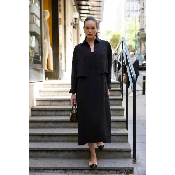 Luna Modal Gömlek Elbise İkili Takım – Doğal Şıklığın Zarafeti