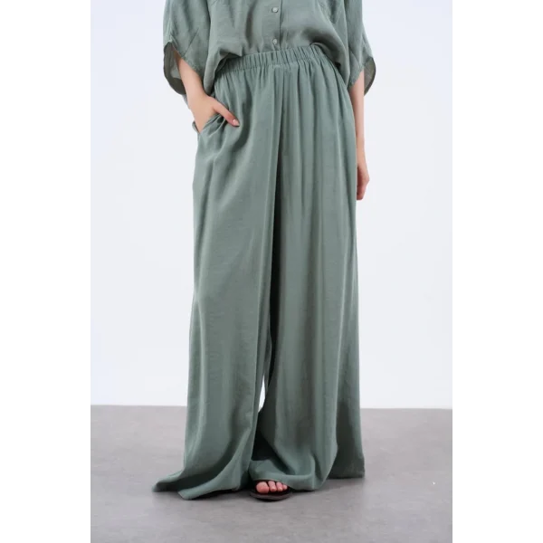 Modal Kumaş Bol Kesim Pantolon-Yeşil