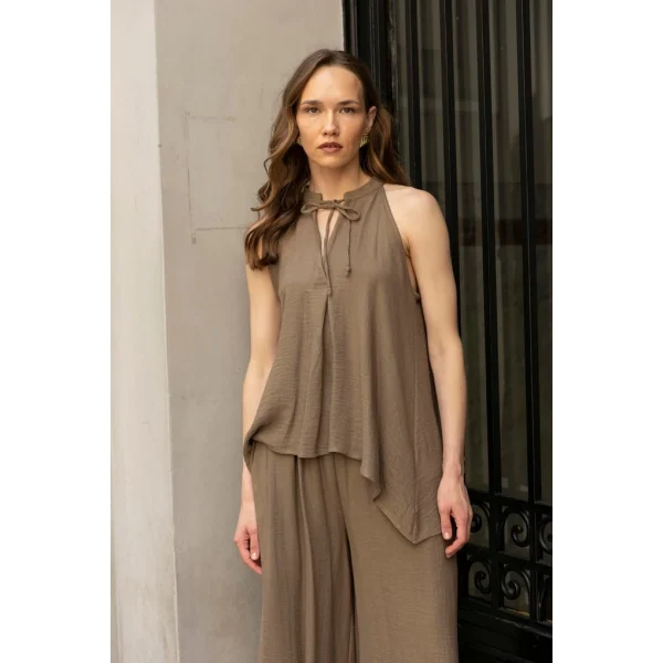 Bluz Pantolon İkili Takım - Kahve