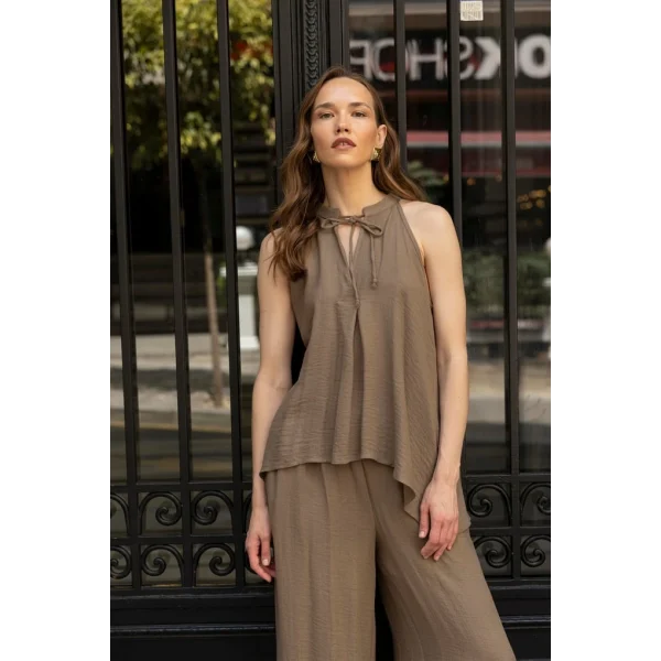 Bluz Pantolon İkili Takım - Kahve