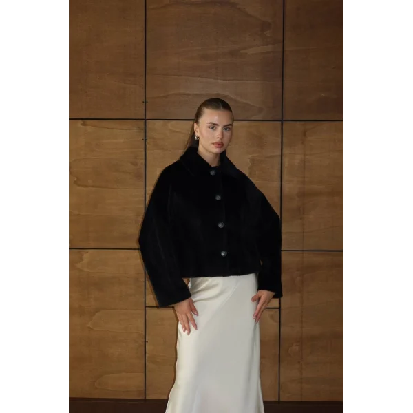Mila Kürk Ceket-Siyah