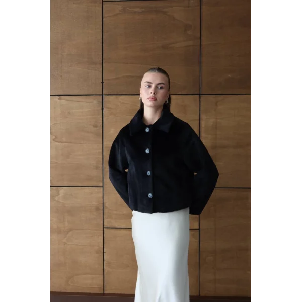 Mila Kürk Ceket-Siyah
