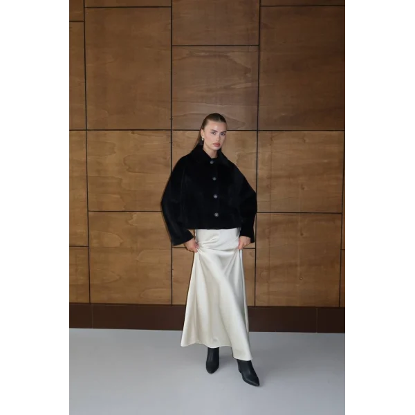 Mila Kürk Ceket-Siyah