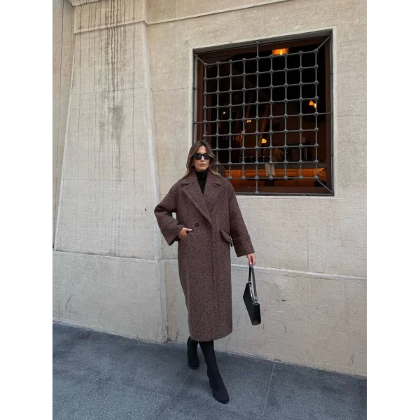 Oversize Buklet Kaban-Kahve