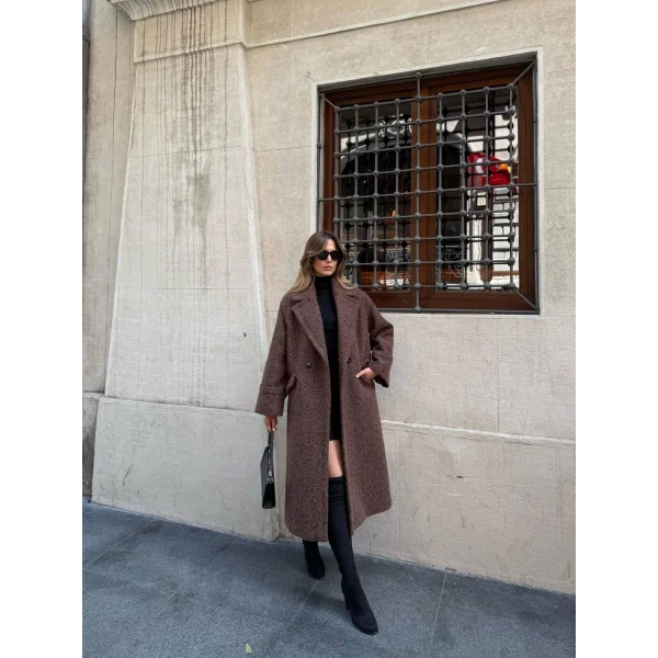 Oversize Buklet Kaban-Kahve