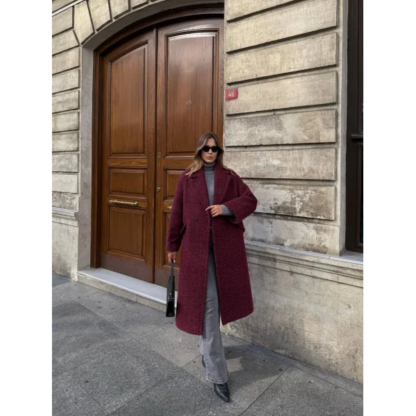 Oversize Buklet Kaban-Bordo