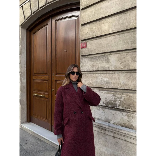 Oversize Buklet Kaban-Bordo