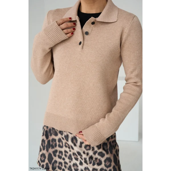 Polo Yaka Triko Kazak-Kahve