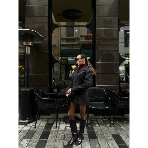 Kruvaze Ceket Şort Takım