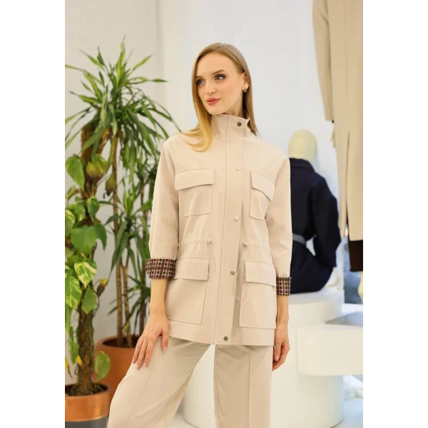 Tiffany Ekose Astarlı Trençkot-Taş