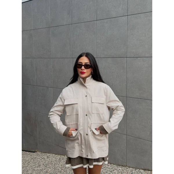 Tiffany Ekose Astarlı Trençkot-Taş