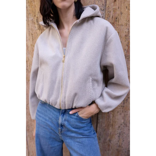 Kapüşonlu Kısa Mont-Taş