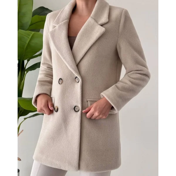 ANGORA DOKULU KISA KABAN TAŞ