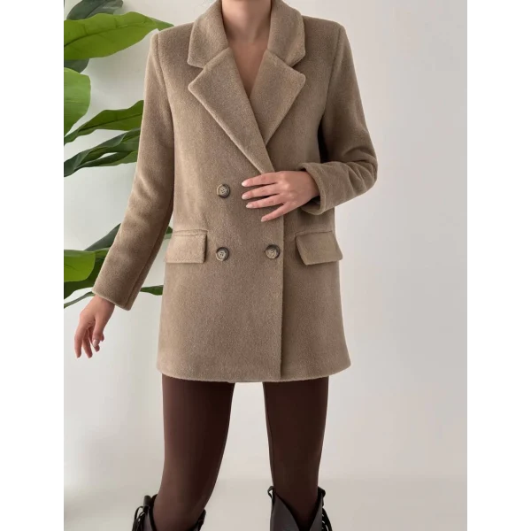 ANGORA DOKULU KISA KABAN VİZON