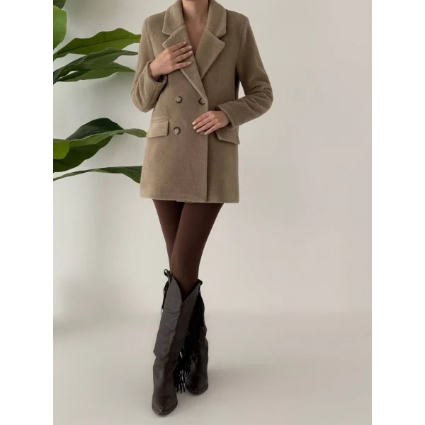 ANGORA DOKULU KISA KABAN VİZON