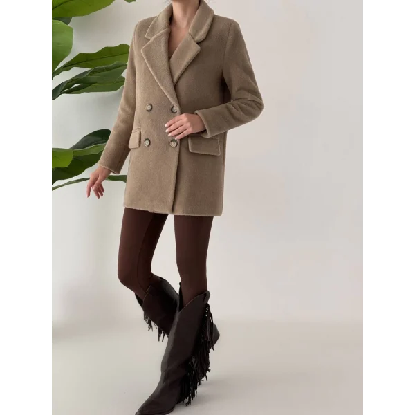 ANGORA DOKULU KISA KABAN VİZON