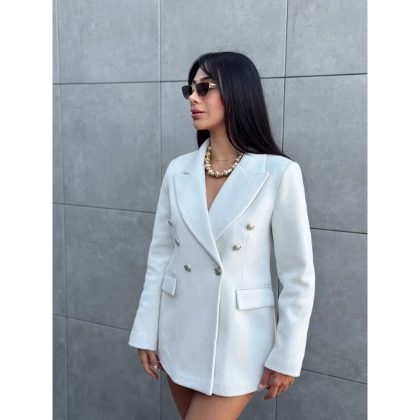 Diagonal Kumaş Kaşe Ceket Taş