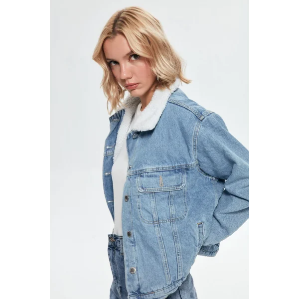 KÜRKLÜ KALIN DENİM CEKET