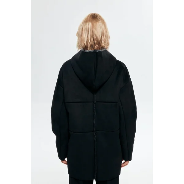 PREMİUM İÇİ KÜRKLÜ KAPÜŞONLU SİYAH KABAN