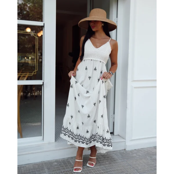 ROBİN UZUN ASKILI KETEN ELBİSE