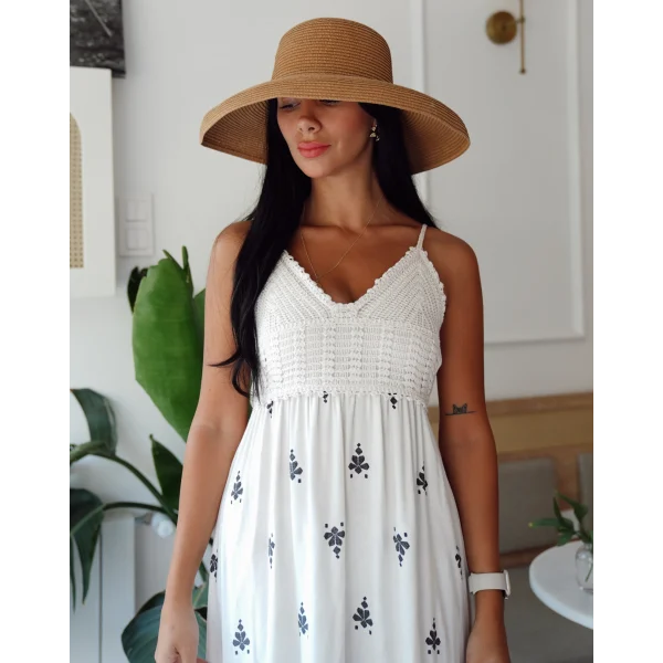 ROBİN UZUN ASKILI KETEN ELBİSE