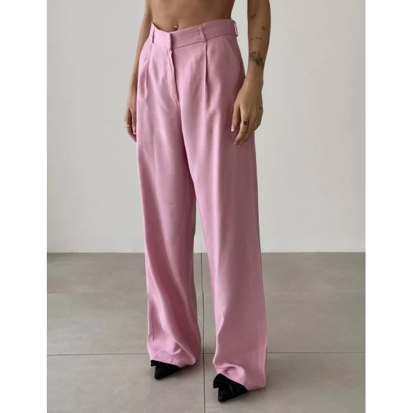 YÜKSEK BEL PALAZZO BOL PAÇA PANTOLON-PEMBE