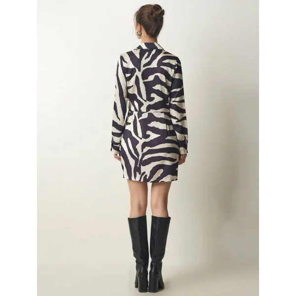 ZEBRA DESEN SATEN MİNİ ELBİSE