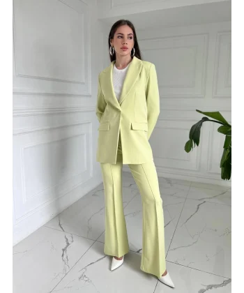 Premium Kumaş Fıstık Yeşil Ceket Pantolon Takım