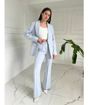 Premium Kumaş Bebe Mavi Ceket Pantolon Takım