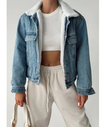 KÜRKLÜ KALIN DENİM CEKET