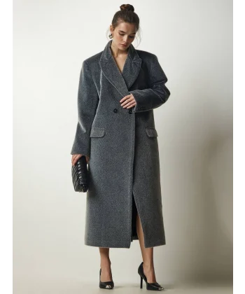 GRİ ÖZEL DOKULU KABAN