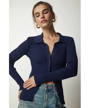 LACİVERT POLO YAKA HIRKA