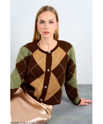 BAKLAVA DESEN CROP HIRKA KAHVE