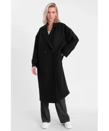 OVERSİZE KRUVAZE KABAN SİYAH