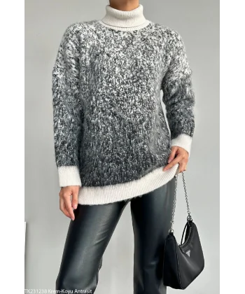 DESENLİ GRİ BALIKÇI YAKA KAZAK