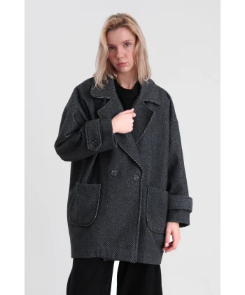 DÜŞÜK KOL OVERSİZE KABAN SİYAH