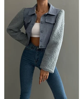 TEDY KOL KISA CEKET MAVİ