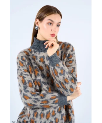 LEOPAR DESENLİ TRİKO KAZAK