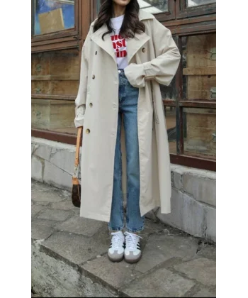 BEJ MEVSİMLİK KUŞAKLI TRENÇKOT