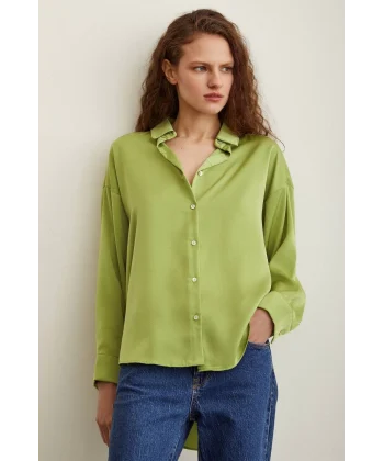 VİSKON SATEN GÖMLEK YEŞİL