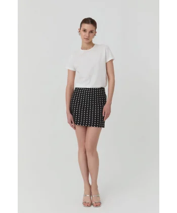 TROK DETAYLI MİNİ ETEK SİYAH