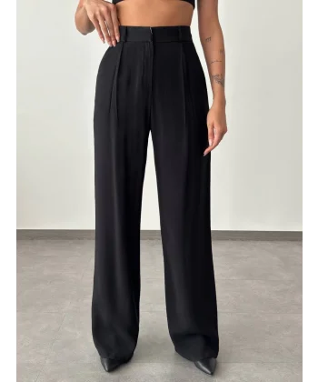 YÜKSEK BEL PALAZZO BOL PAÇA PANTOLON SİYAH