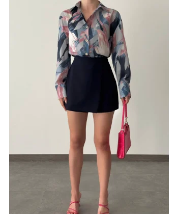 DESENLİ VUAL GÖMLEK PEMBE