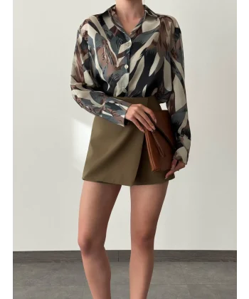 DESENLİ VUAL GÖMLEK KAHVERENGİ