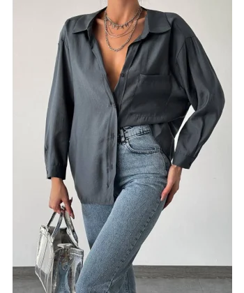 ARKASI PİLELİ SALAŞ ANTRASİT GÖMLEK