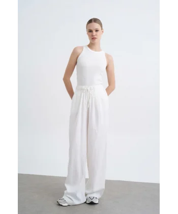 PREMİUM KUMAŞ BEYAZ KETEN PANTOLON