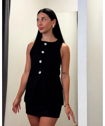 KETEN YELEK ETEK TAKIM SİYAH