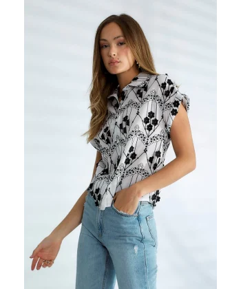 ROBİN ÇİÇEK DESENLİ KISA KOL GÖMLEK