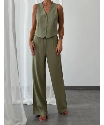 KETEN YELEK PANTOLON TAKIM HAKİ