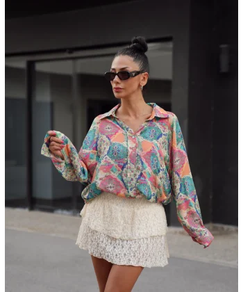 Empirme Desenli Gömlek Çok Renkli